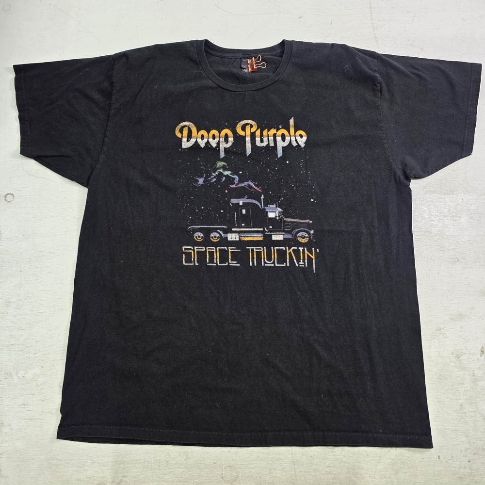 Deep Purple Space Truckin Semi Truck Graphic Band T-Shirt Black Men's XXL Rock